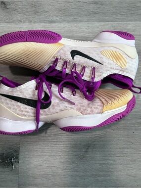 Nike Women’s Athletic Shoes - White, Purple & Gold Accent